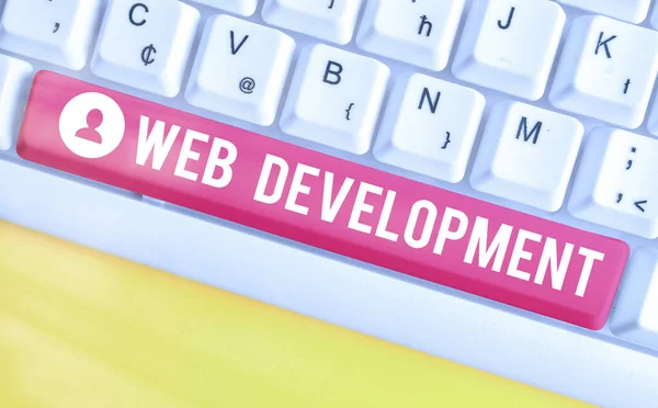 Escrevendo nota mostrando Web Development. Foto de negócios mostrando o trabalho envolvido no desenvolvimento de um site para a Internet . — Fotografia de Stock