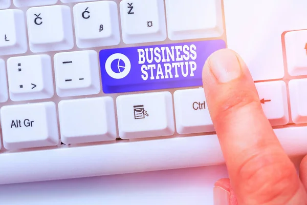Handwriting text Business Startup. Concept meaning during the first stage of launching commerce operations. — Stock Photo, Image