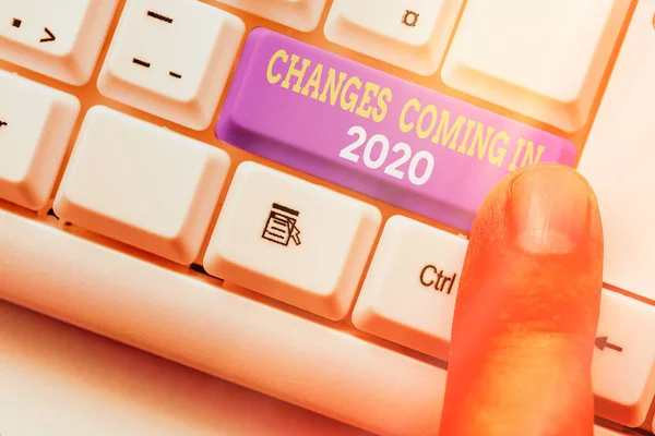 Textskylt som visar förändringar som kommer 2020. Konceptuell bild Nya koncept planer och process för nästa år. — Stockfoto