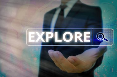 Explore 'u gösteren bir not yazıyorum. Bir şeyi sistematik olarak aramak ya da araştırmak için iş fotoğrafı sergisi.