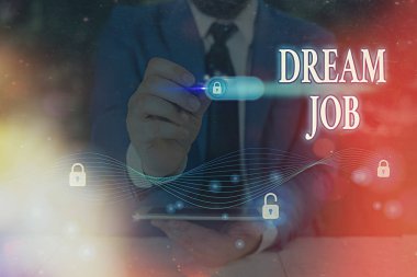 Kelime yazma metni Rüya İşi. Mesleki kariyer için iş kavramı bir bireyin kazanmak için çok çalışması..