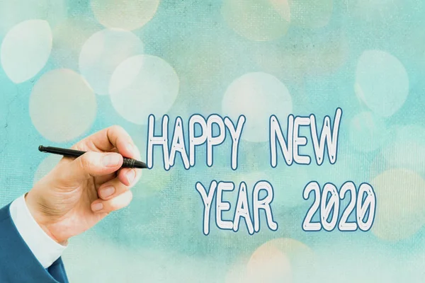 Fogalmi kézírás, amely bemutatja a Boldog Új Évet 2020. Üzleti fotó szöveg ünneplése a kezdete a naptári év 2020. — Stock Fotó
