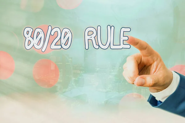 Písemný vzkaz ukazující pravidlo80 nebo20. Obchodní fotografie představující zákon životně důležité hrstky jako efekt hrubě vyplynula z příčiny. — Stock fotografie