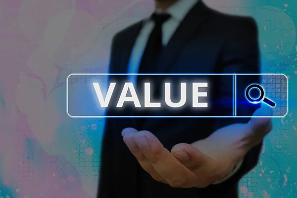 Notatka pokazująca Value. Biznesowe zdjęcie pokazujące uczciwy zwrot w usługach towarowych lub pieniądze na coś wymienionego. — Zdjęcie stockowe
