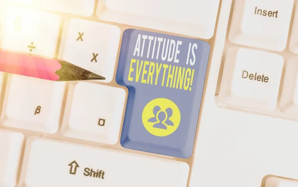 Tekst schrijven Attitude is alles. Bedrijfsconcept voor Persoonlijke Vooruitzichten Perspectief Gedrag. — Stockfoto
