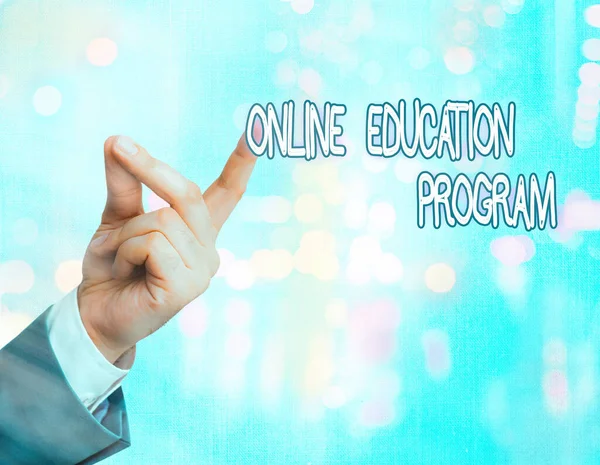 Handschriftliche Text Online Education Program. Konzept bedeutet Softwareentwicklung und Programmierkurse. — Stockfoto