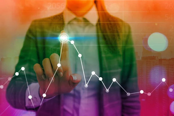 Illustration Linje med pilen Arrowhead Progressing Flytta uppåt betecknar vissa punkter som visar betydelse. Symbol Digitalt diagram går upp Representera framgång Vinst Intäkter. — Stockfoto