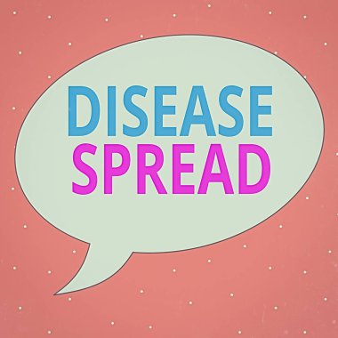 Hastalığın yayıldığını gösteren kavramsal el yazısı. Solid Color Circular Metin uzayında bireysel bir kişi ile bireysel iletişim Konuşma Kabarcığı aracılığıyla bir viral ajanın doğrudan iş fotoğrafı transferi