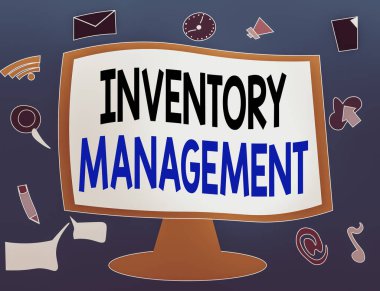 Envanter Yönetimini gösteren bir not yazıyorum. Sermayesiz varlıkların ve stok ögelerinin iş fotoğrafı denetimi Web Uygulama Yazılım simgeleri Çevreleyen Bilgisayar İzleyicisi.