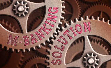 M bankacılık çözümünü gösteren bir not yazıyorum. İş fotoğrafı gösterimi mobil aygıtla uzaktan finansal aktarım yapar.