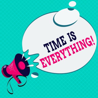 Zamanı gösteren kavramsal el yazısı her şeydir. İş fotoğrafının zamanın önemi Ses Efekti Round Round Round Düşünce Baloncuğu ile Megafon etkinliğinin sonucunu büyük ölçüde etkiler.