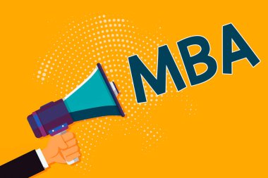 Mba 'yı gösteren kavramsal el yazısı. İş fotoğrafı metni, iş ve yönetim alanındaki kariyer becerilerini geliştirmek için tasarlandı. Yarı Tonlu Desen 'de Erkek Hu Analiz El Tutma Megafonu.