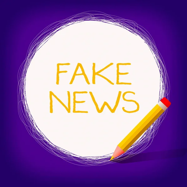 Word writing text Fake News. Business concept for false information publish under the guise of being authentic news Freehand Scribbling of circular lines Using Pencil on White Solid Circle.