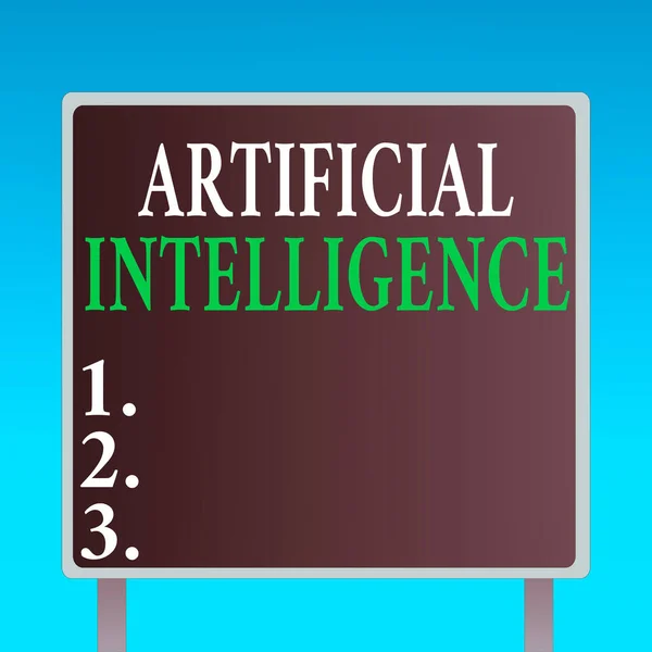Handwriting text Artificial Intelligence. Concept meaning programmed to think like and mimic his actions Blank Square shape Billboard Standing with Frame Border Outdoor Display. — Stock Photo, Image