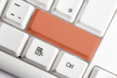 Boş kopya alanı arkaplan kopyalama alanının üzerinde düzenlenmiş olan yeniden renklendirilmiş PC model klavye. Not ve klavyeli iş konsepti. Tanıtım içeriği için boş model alanı