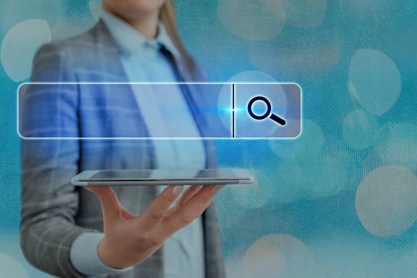 Web Search Data Information Futuristische Technologie Infografik Element Flat Icon. Neueste digitale Computerization Network Connection Communication Business Financial Concept. — Stockfoto