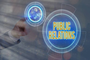 Halkla İlişkileri gösteren kavramsal el yazısı. Bir şirket tarafından çekilmiş olumlu bir görüntünün profesyonel bakımıyla ilgili iş fotoğrafı. Bu görüntünün elementleri NASA tarafından desteklenmektedir.