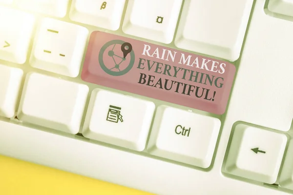 Handwriting text writing Rain Makes Everything Beautiful. Concept meaning raining creates earth a wonderful place.