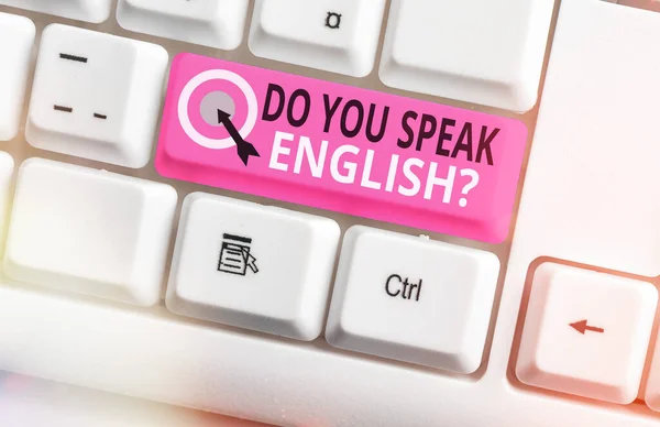 Tekst pisma Do You speak English Pytanie. Pojęcie oznaczające wiedzieć, czy dana osoba może mówić po angielsku. — Zdjęcie stockowe