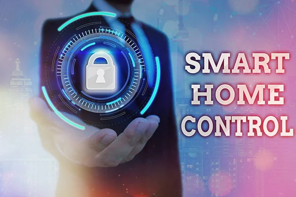Σήμα κειμένου που δείχνει Smart Home Control. Εννοιολογική φωτογραφία Internet των πραγμάτων τεχνολογία του συστήματος αυτοματισμού. — Φωτογραφία Αρχείου