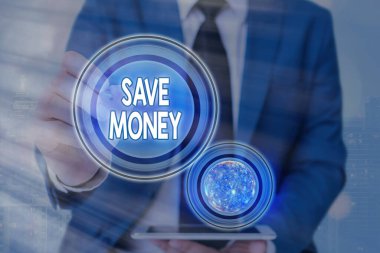 Tasarruf Parasını gösteren metin işareti. Bütçeye yönelik kavramsal fotoğraf ya da gelecek için kenara para ayırmak ya da gelecekteki ikonlar için acil durum güneş sistemi. Bu görüntünün elementleri NASA tarafından desteklenmektedir.