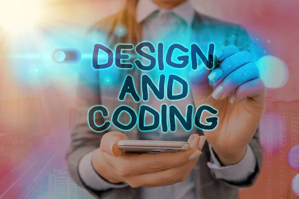 Ordskrivning text Design och kodning. Affärsidé för HTML och programmering, plattformsoberoende utveckling webbplats. — Stockfoto