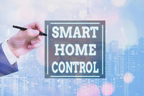 Konzeptionelle Handschrift, die Smart Home Control zeigt. Business Foto Text Internet der Dinge Technologie des Automatisierungssystems. — Stockfoto