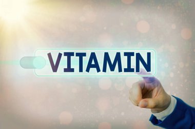 Vitamini gösteren kavramsal el yazısı. Organizmanın web veri güvenliği uygulaması için Graphics asma kilidine ihtiyaç duyduğu temel mikro besin olan iş fotoğrafı organik molekülü.