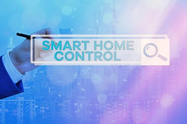 Textzeichen mit Smart Home Control. Konzeptfoto Internet der Dinge Technologie des Automatisierungssystems. — Stockfoto