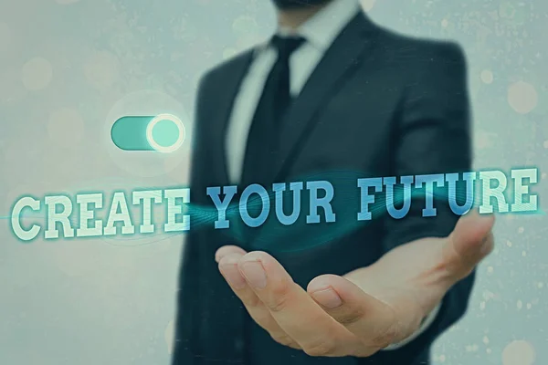 Tekstbord met daarop Creëer je toekomst. Conceptuele foto Weten wat je wilt en de bereidheid om te doen om te bereiken. — Stockfoto