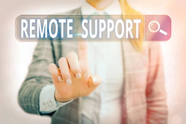 Word writing text Remote Support. Business concept for type of secure service, which permits representatives to help Web search digital information futuristic technology network connection. — Stock Photo, Image