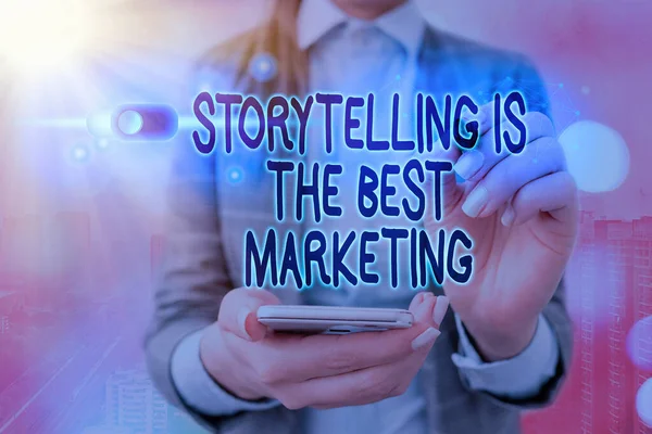 Texte d'écriture Word Storytelling est le meilleur marketing. Concept d'entreprise pour les entreprises approche marketing efficace. — Photo