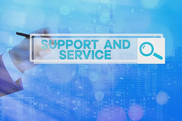 Текстовый знак, показывающий поддержку и обслуживание. Концептуальные фото Техническая поддержка Обслуживание клиентов Бизнес-технологии Интернет . — стоковое фото