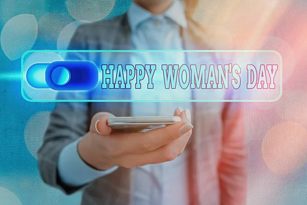 Textovka ukazující Happy Woman S Day. Konceptuální fotografie k připomenutí podstaty každé dámy na celém světě. — Stock fotografie