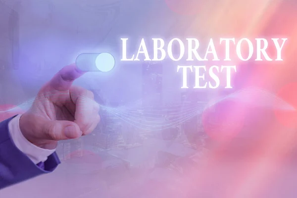 Koncepční rukopis ukazující laboratorní test. Obchodní foto text Stanovení lékařské diagnózy z testovaných látek Grafický visací zámek pro webový systém zabezpečení dat. — Stock fotografie