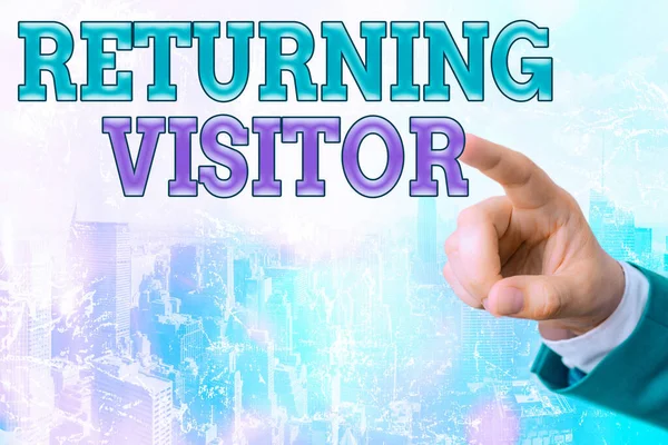 Writing note showing Returning Visitor. Business photo showcasing who had visited before and come back to your site.
