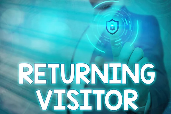 Handwriting text writing Returning Visitor. Concept meaning who had visited before and come back to your site.