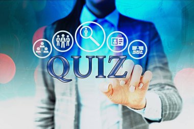 El yazısı metin sınavı. Oyuncuların soruları doğru yanıtlamaya çalıştığı oyun biçimini kavra Dijital Teknoloji Ağ bağlantısı bilgi ögeleri simgesini bilgilendir.