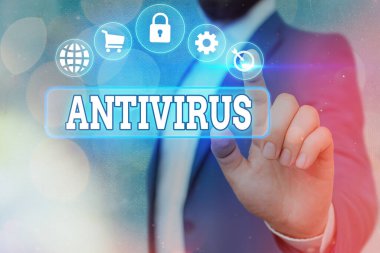 El yazısı antivirüs. Bilgisayar virüslerinin tespiti ve kaldırılması için uygun bir kavram Dijital Teknoloji Ağ bağlantısı bilgi simgesi.