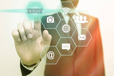 El yazısı metni çalıştırma. Bunun anlamı, bir program düzeni veya eylem rotası oluşturması ve en son dijital teknoloji konseptinin farklı kurulumu anlamına gelir..