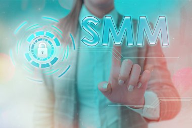 Kelime yazma mesajı Smm. Sosyal medya pazarlama platformları ve web siteleri için iş konsepti web veri bilgi güvenlik uygulama sistemi için ürün veya hizmet grafiklerini destekliyor.