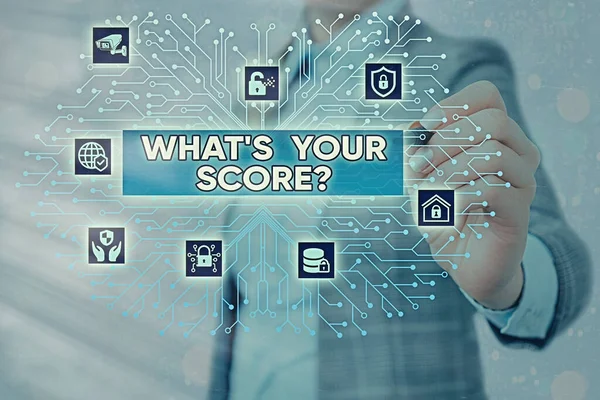 Szövegírás What S Your Score Kérdés. Üzleti koncepció mondani személyes egyéni Értékelés Átlagos eredmények Statisztikák Rendszer rendszergazda ellenőrzés, fogaskerék konfiguráció beállítások eszközök koncepció. — Stock Fotó