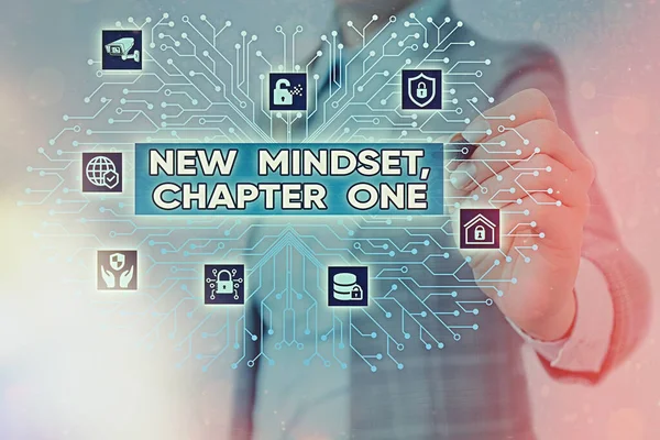 Szövegírás New Mindset, első fejezet. Üzleti koncepció a attitűdök és a gondolkodás megváltoztatására A kemény munka javítása Rendszeradminisztrátor-vezérlés, fogaskerék-konfigurációs eszközök koncepciója. — Stock Fotó