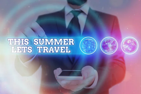 Szövegírási szöveg Idén nyáron lehetővé teszi az utazást. Üzleti koncepció utazás egyik helyről a másikra nyaralás Futurisztikus ikonok naprendszer. A kép elemeit a NASA bocsátotta rendelkezésre. — Stock Fotó