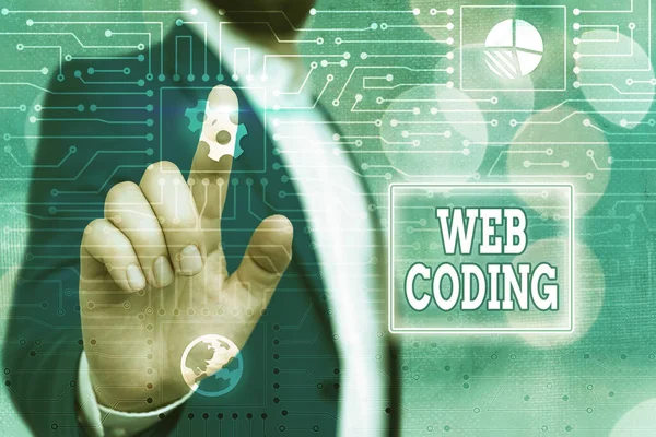 Text sign showing Web Coding. Conceptual photo a system of symbols and rules used to represent instructions System administrator control, gear configuration settings tools concept.