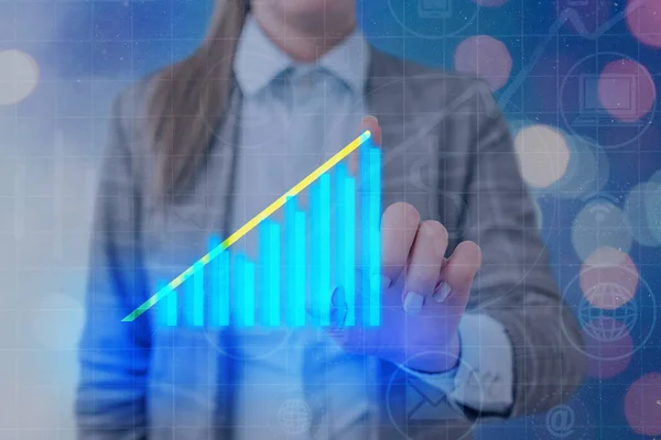 Illustration Line With Arrow Arrowhead Progressing Moving Upward Denoting Certain Points Showing Significance. Symbol Digital Chart Going Up Representing Success Profit Revenue. — Stock Photo, Image