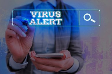 Kelime yazma virüsü alarmı. Olağandışı ve potansiyel tehlike arz eden internet aramaları için iş kavramı fütüristik teknoloji ağı bağlantısı.