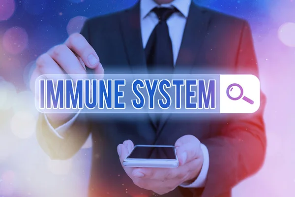 Word writing text Immune System. Business concept for Complex network work together to defend against germs Web search digital information futuristic technology network connection.