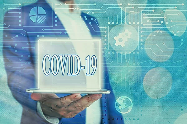 Üzenet, ami Covid19-et mutatja. Fogalmi fotó enyhe vagy súlyos légzőszervi betegség okozza a coronavirus rendszergazda Control, Gear Configuration Settings Tools Concept. — Stock Fotó