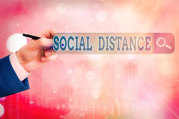 Word writing text Social Distance. Business concept for degree of acceptance of general interaction of individuals Web search digital information futuristic technology network connection.